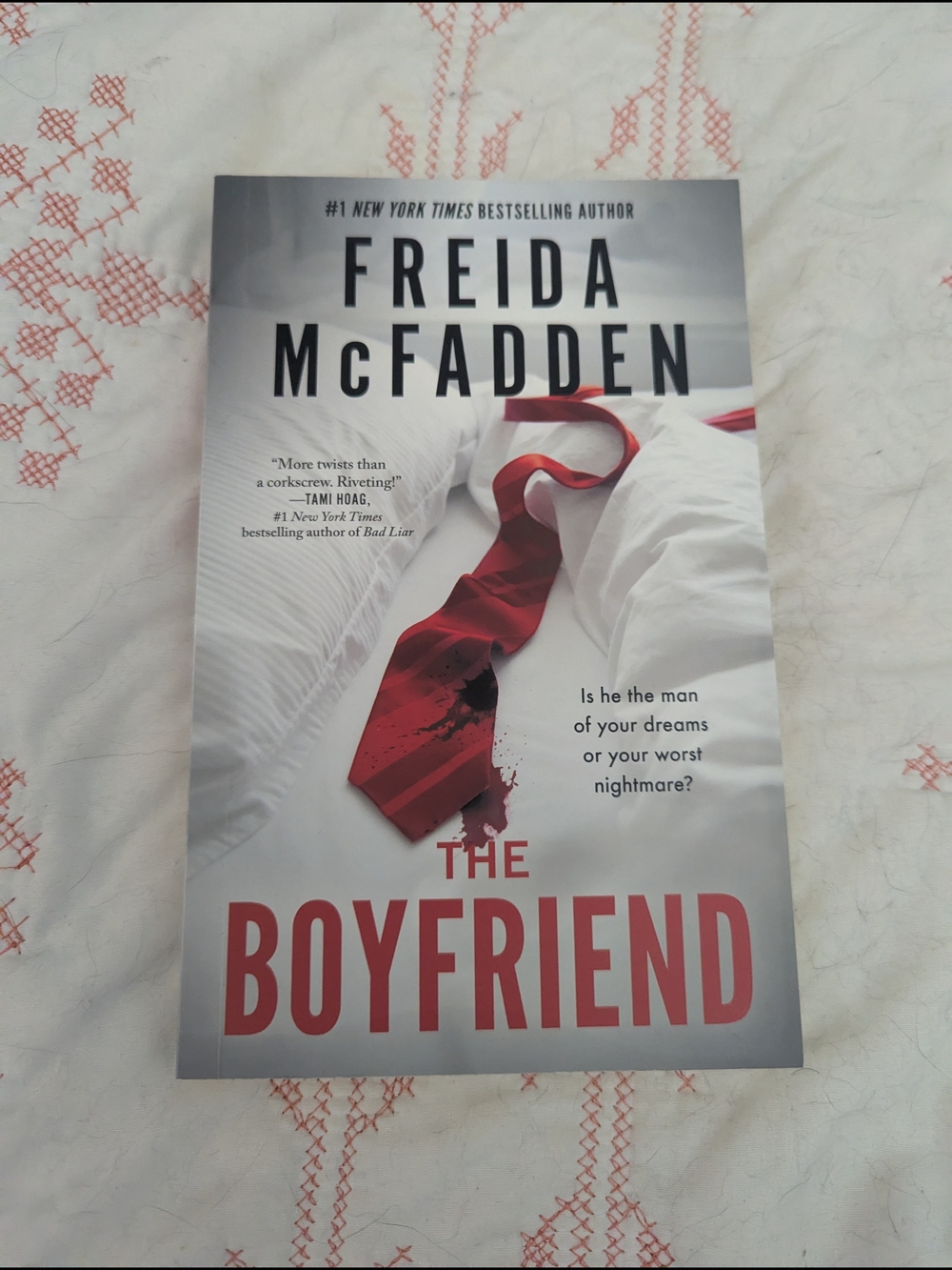 Freida McFadden "The Boyfriend" Paperback - Red Tie Cover